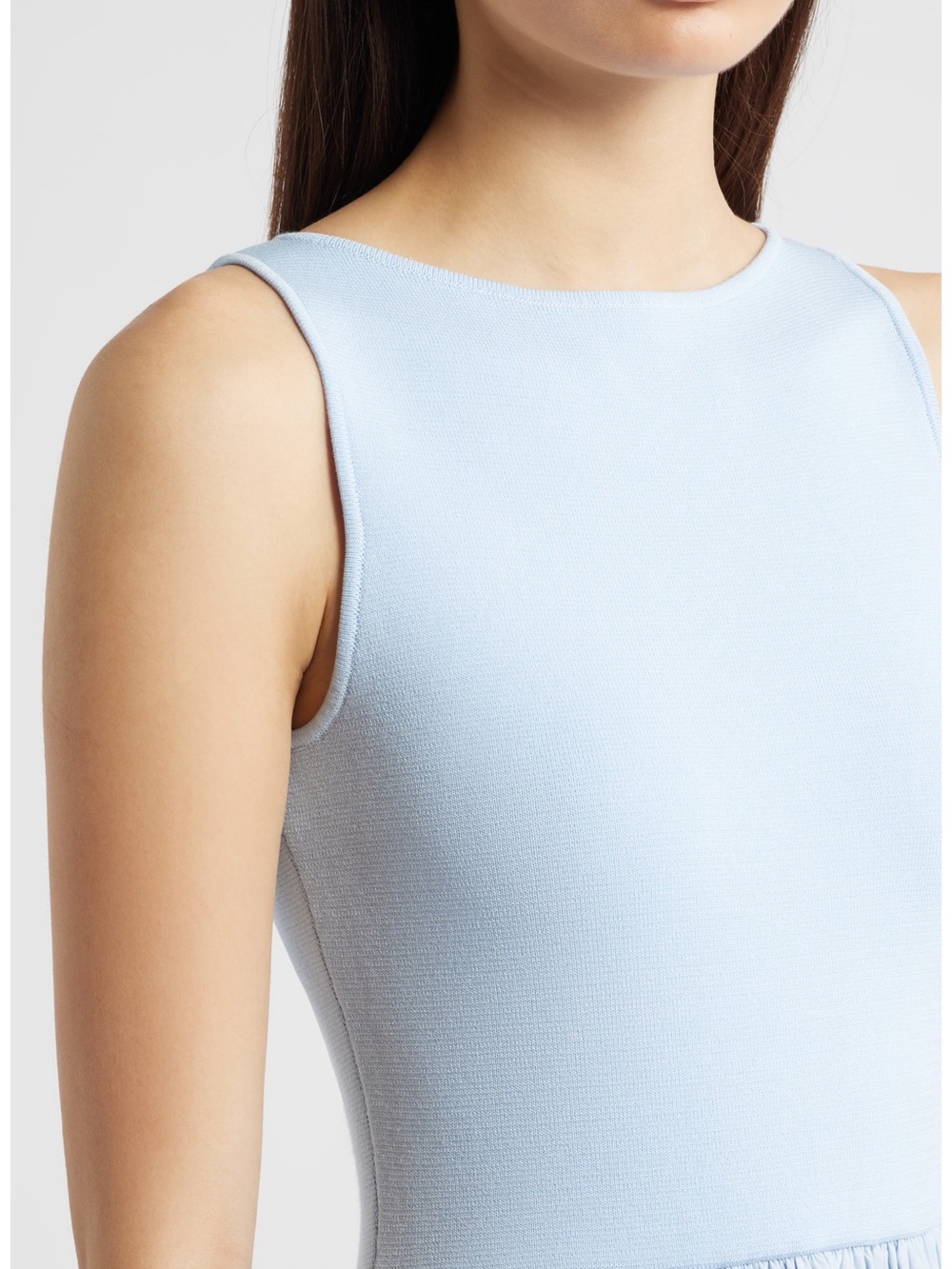 Moon River Light Blue Sleeveless Fit Flare Midi Dress Cotton Poplin Small - Picture 3 of 6